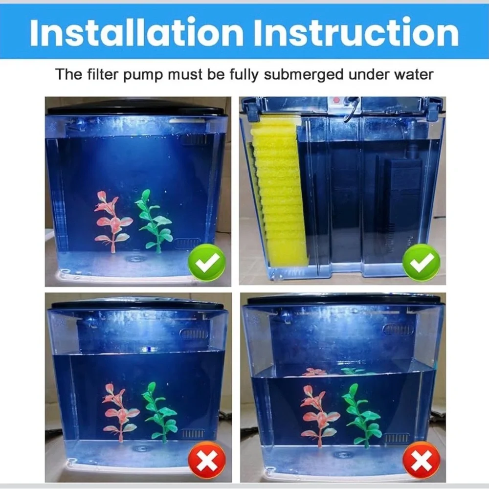 NIB Aquaneat Plastic Aquarium Tank,Aquatic Life,1.2 Gallon,LED,Water Filter Pump